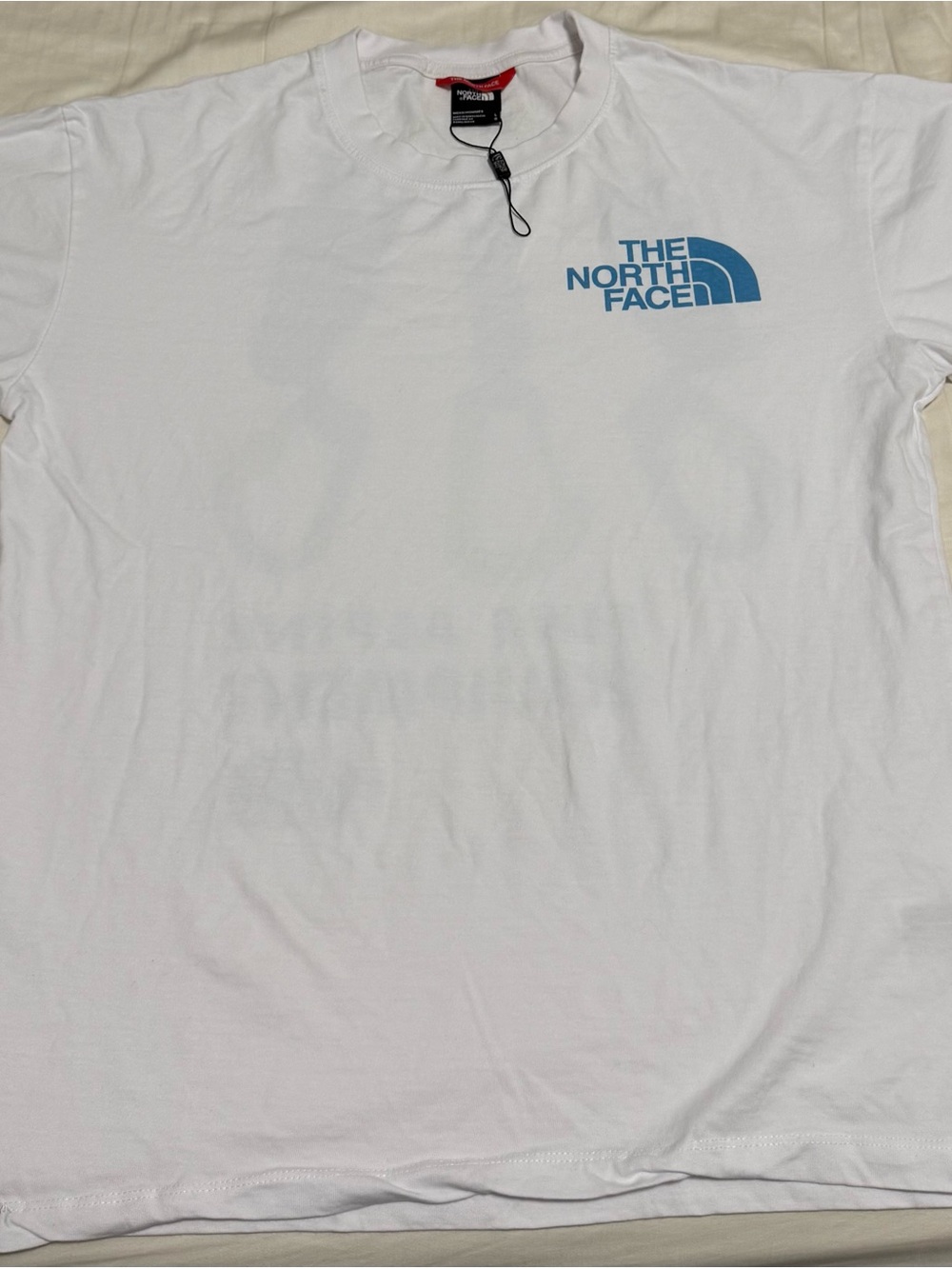 The North Face White Short Sleeve Tee with Blue Logo